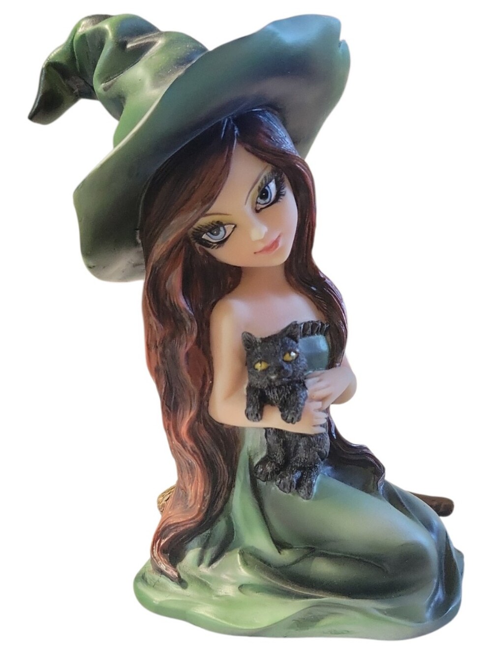NWT Rosa Green Witch Black Cat Fantasy Gothic Mystical Halloween 6" Figurine